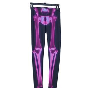 GearBunch Bones Skeleton Leggings XS Xsmall Purple Pink Halloween Athletic Run